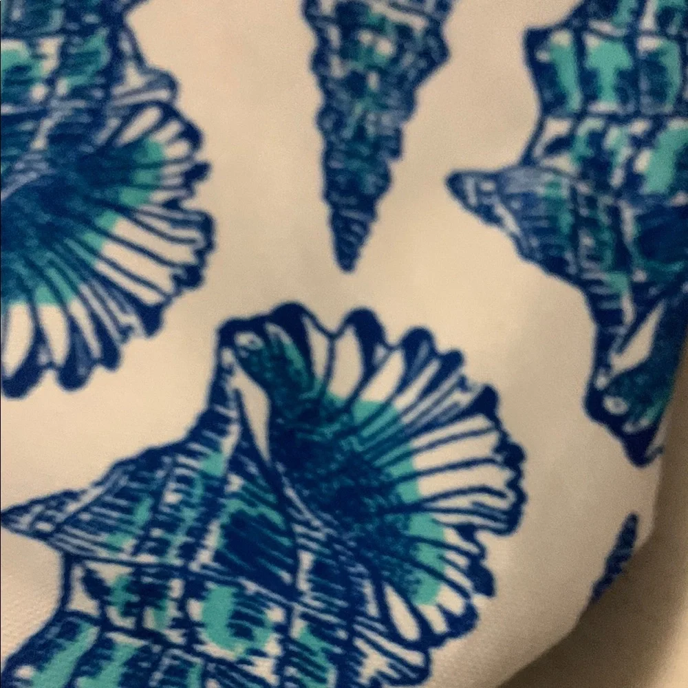 Large Vintage Lilly Pulitzer Blue Seashell Print Tote Bag - Picture 6 of 10
